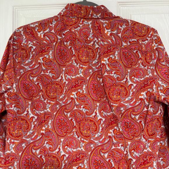 Lands' End Women's No-Iron Supima Cotton Paisley Button Front Top Size 10 - Picture 12 of 13